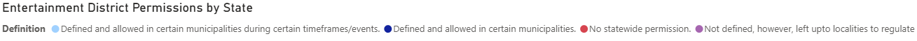 Legend that relates to the Entertain District Permissions by State